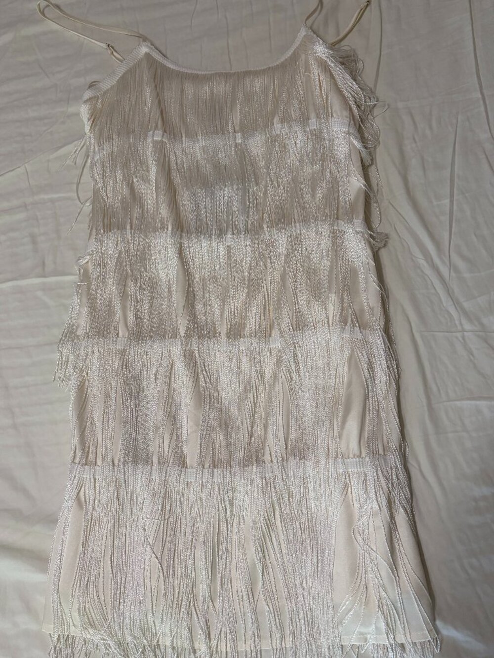 Le Lis White Fringe Mini Dress Flapper Style NWT